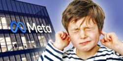 meta building and young boy covering ears