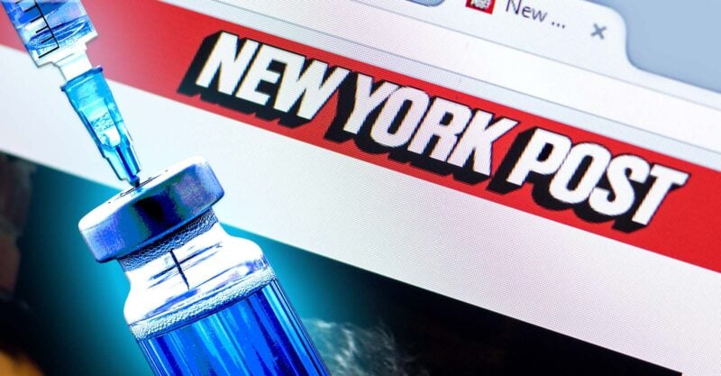 new york post website and vaccine bottle