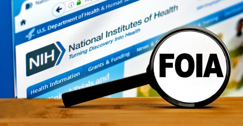 nih website and "foia" inside magnifying glass