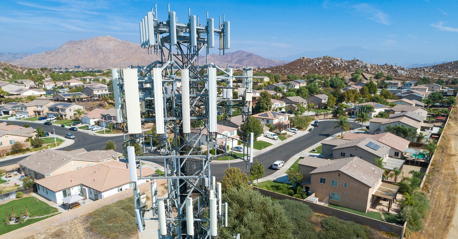 Cell tower in in a residential area.