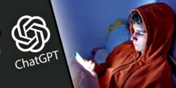 teenage boy on phone and chatgpt logo