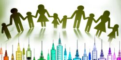 parents silhouette and vaccine syringes