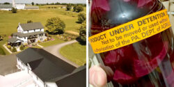 Miller Organic Farm with one of their products with a sticker that reads "product under detention" from Pennsylvania Department of Agriculture