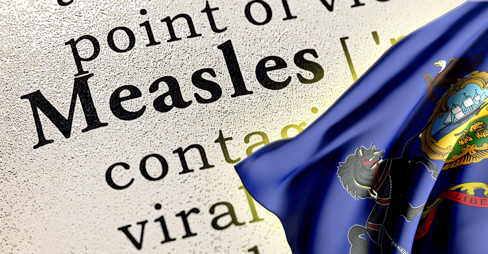 Pennsylvania flag and word "measles"