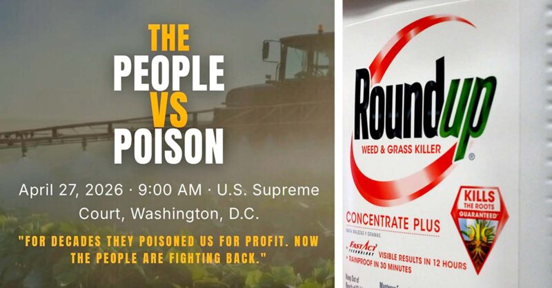 people vs poison poster and bottle of roundup