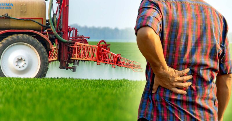 pesticides and man holding kidneys