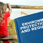 child and book with words "environmental protection laws and regulations"
