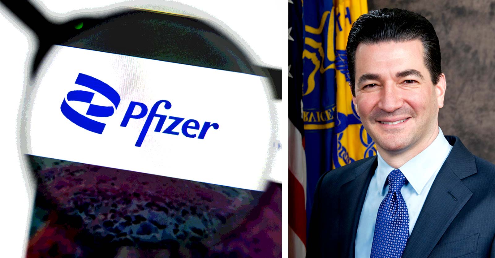 pfizer logo and scott gottlieb