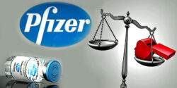 pfizer covid vaccine and justice scales with whistleblower