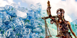 plastic water bottles and lady justice