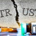 word "trust" and mmr vaccine bottle