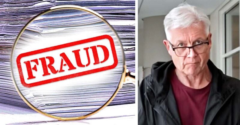 word "fraud" and screenshot of Poul Thorsen