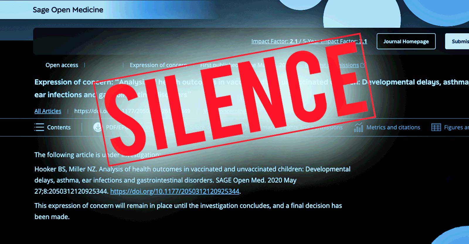 scientific article and silence stamp
