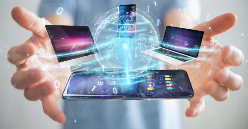 Photo of wireless devices around a circle in hands