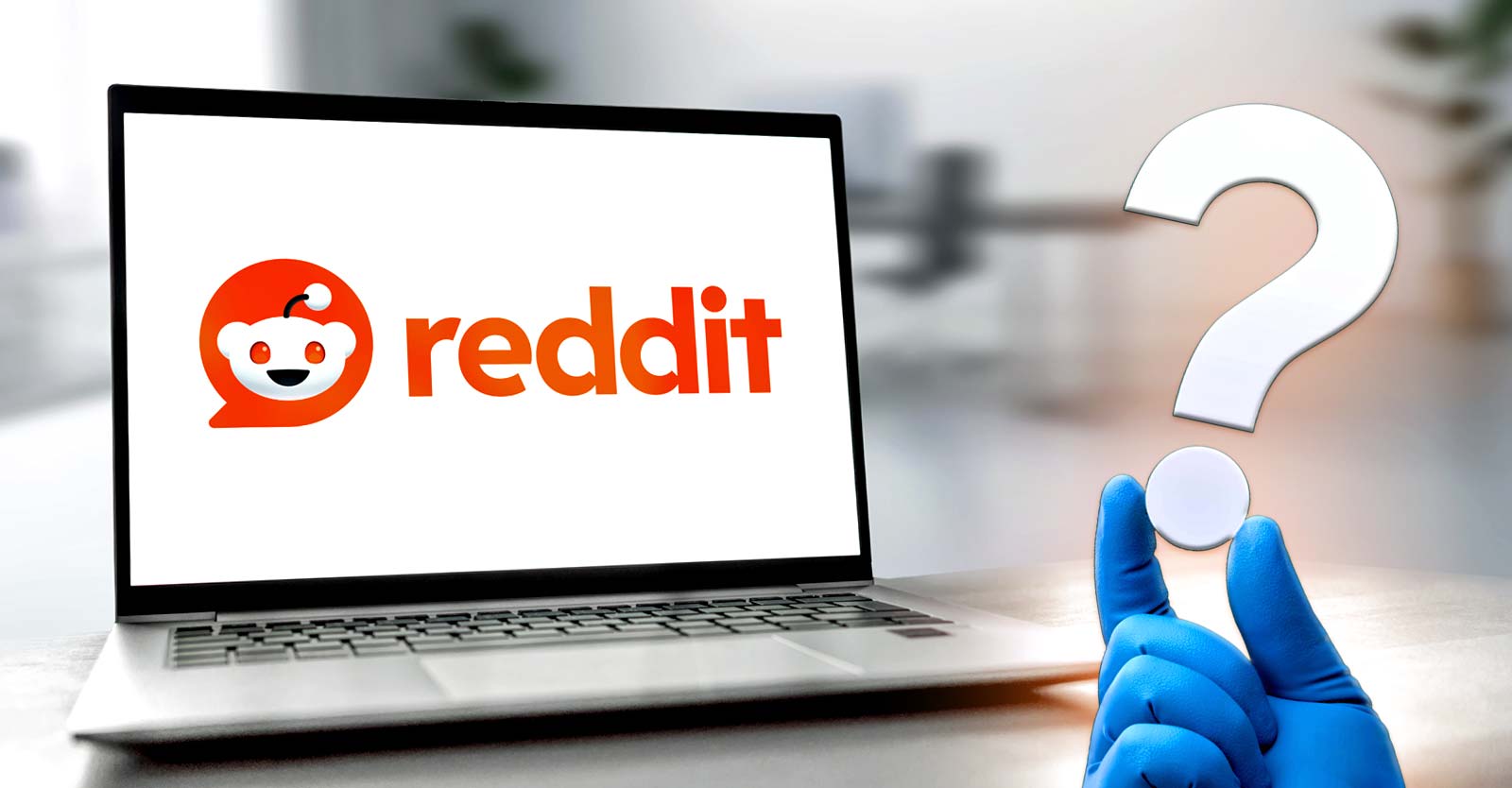reddit logo and question mark