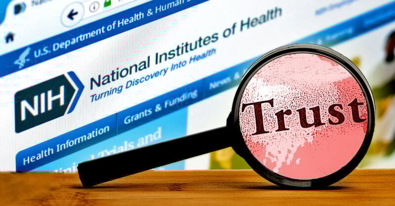 nih website and word "trust" inside magnifying glass