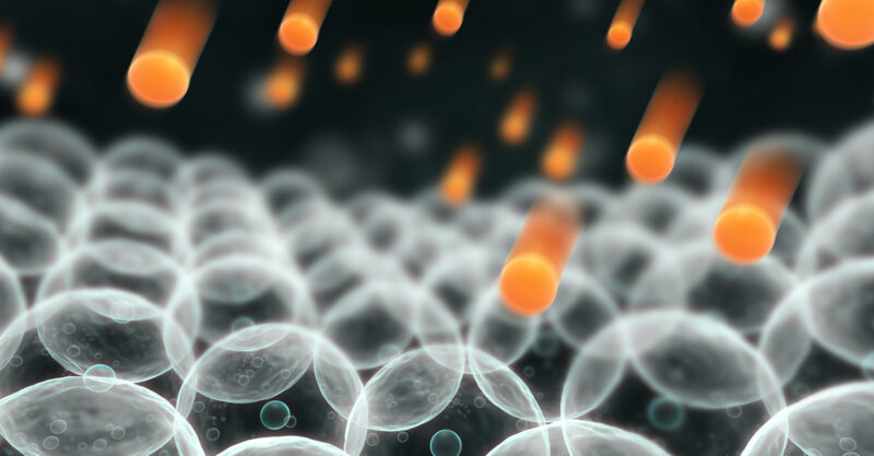 Graphic representation of cells and free radicals.