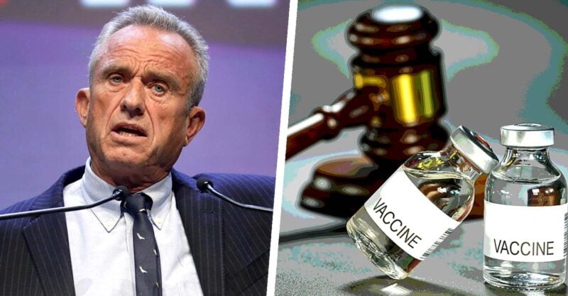 rfk jr. and vaccine bottles with gavel