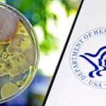 mold in a petri dish and HHS logo