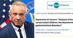 rfk jr and screenshot of "expression of concern" on publication page