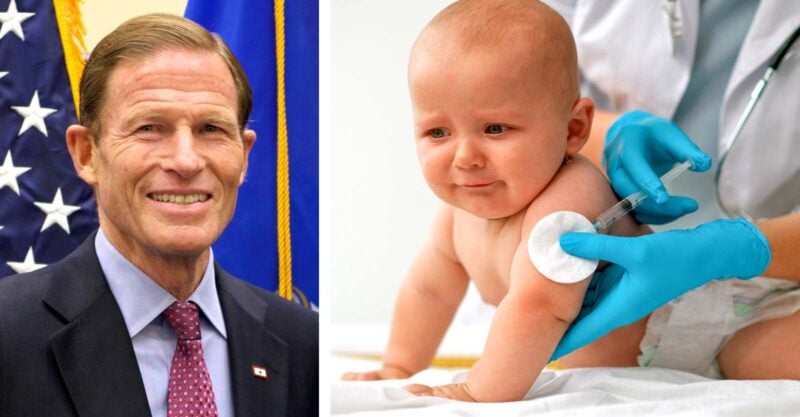 richard blumenthal and baby getting a vaccine