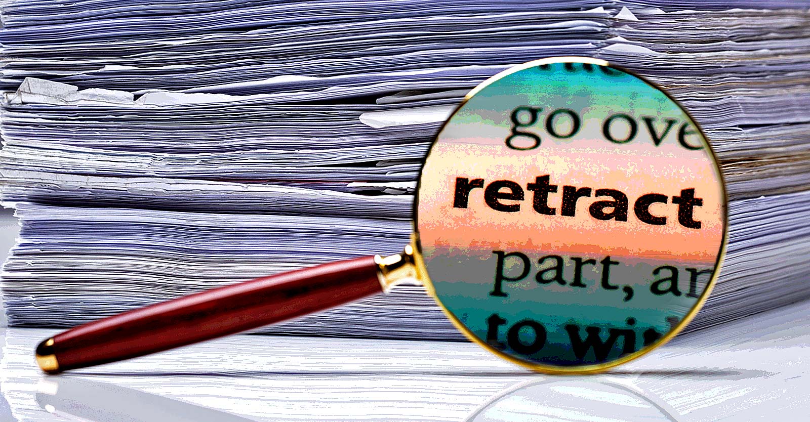 word "Retract" with papers
