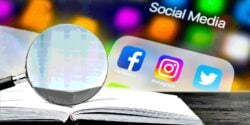 magnifying glass and words "social media"