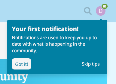 Screenshot of Community Forum Trial Signup - First Forum Notification