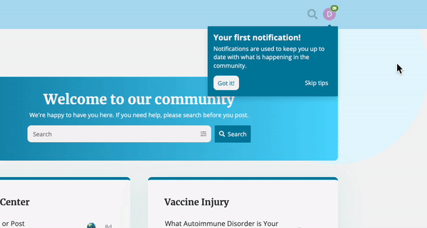 Screenshot of Community Forum - Menu Navigation Animated Gif