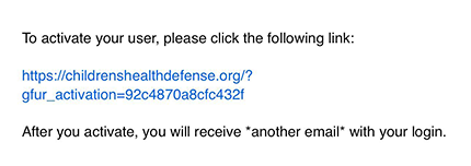 Screenshot of Community Forum Trial Signup - Account Activation Information