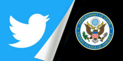 twitter logo and state department logo