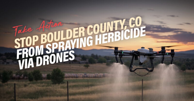 Take Action: Stop Boulder County, CO from Spraying Herbicide Via Drones - Photo of a drone spraying a field