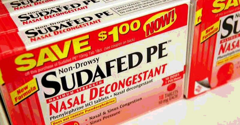 package of sudafed pe