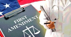doctor and words "first amendment"