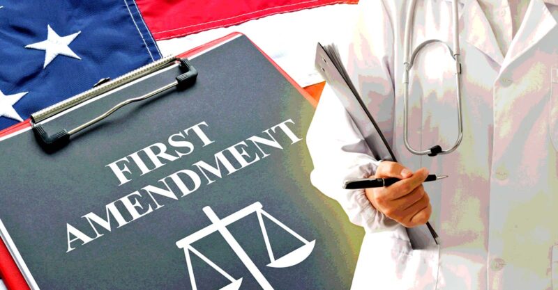 doctor and words "first amendment"