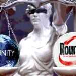 word "immunity" and roundup logo with lady justice