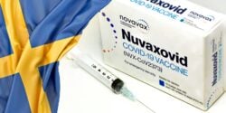 nuvaxovid box and sweden flag