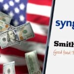 u.s. flag, money and syngenta and smithfield logos