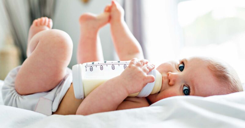 baby drinking a bottle