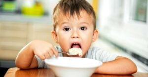 boy eating oatmeal