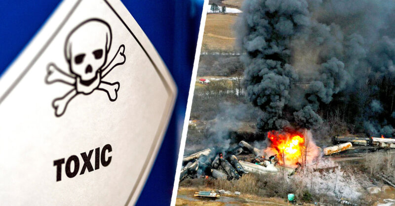 toxic symbol and east palestine train explosion