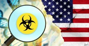 bioweapon symbol and american flag