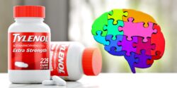 tylenol bottle and brain with puzzles