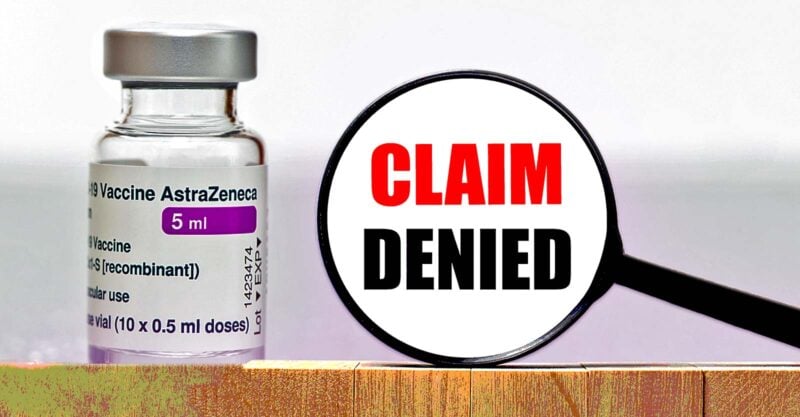 astrazeneca covid vaccine and words "claim denied"
