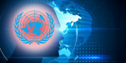 head controlling the globe with UN logo inside head