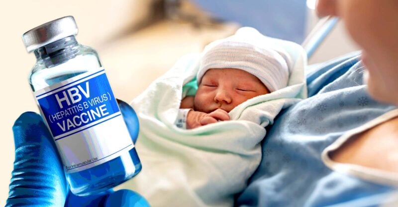 hep b vaccine bottle and newborn