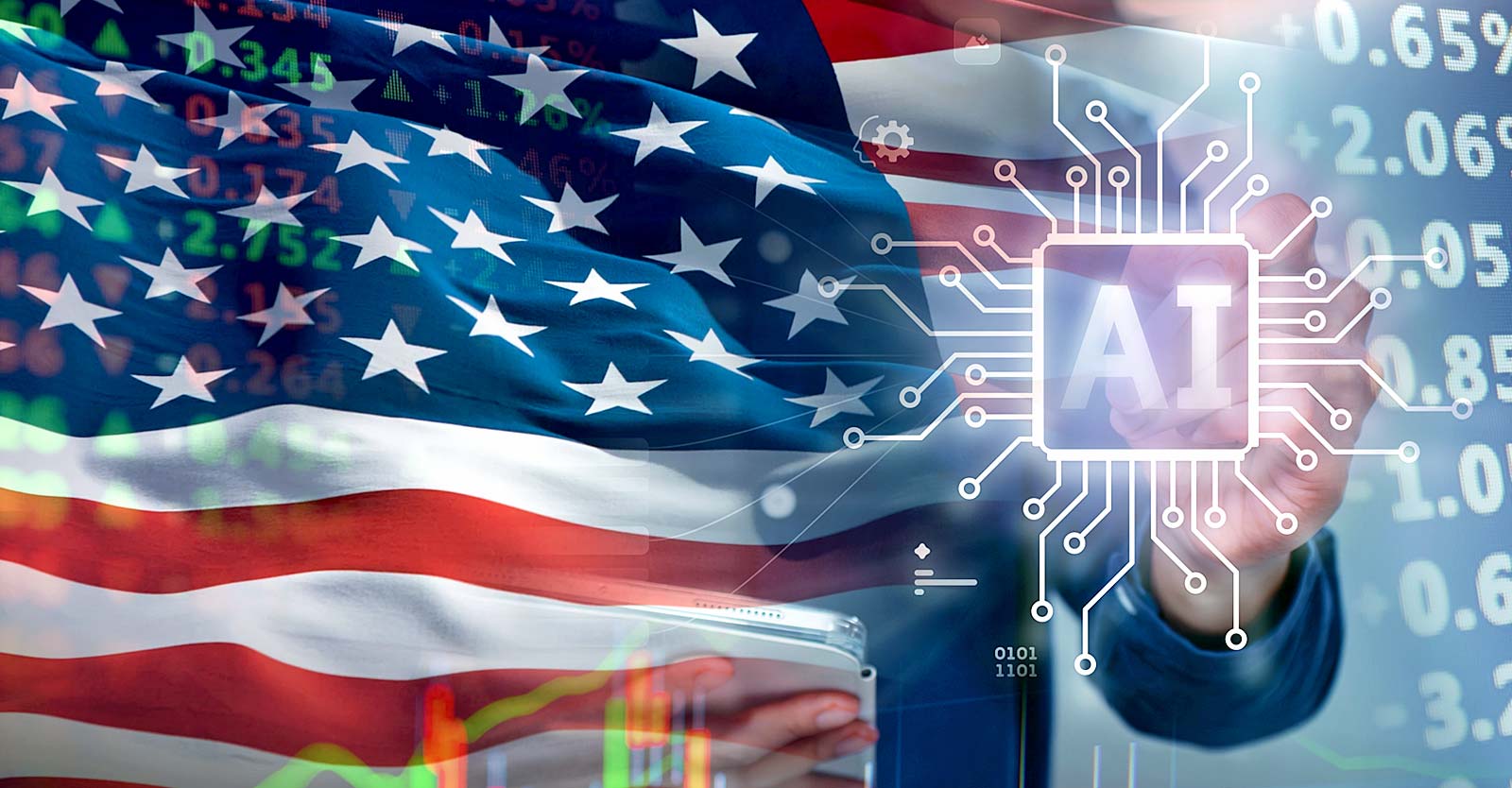 united states flag and letters "AI"