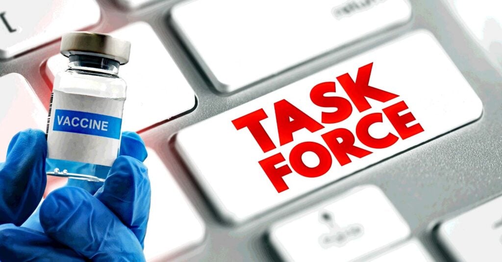 Task force on keyboard and vaccine bottle