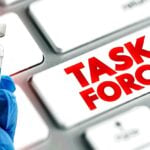 Task force on keyboard and vaccine bottle