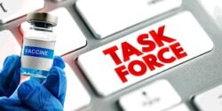 Task force on keyboard and vaccine bottle